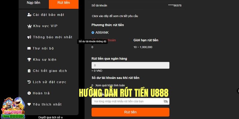 Quy trình rút thưởng từ U888 chuẩn xác